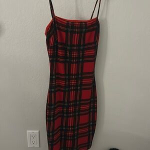 plaid cami  bodycon dress